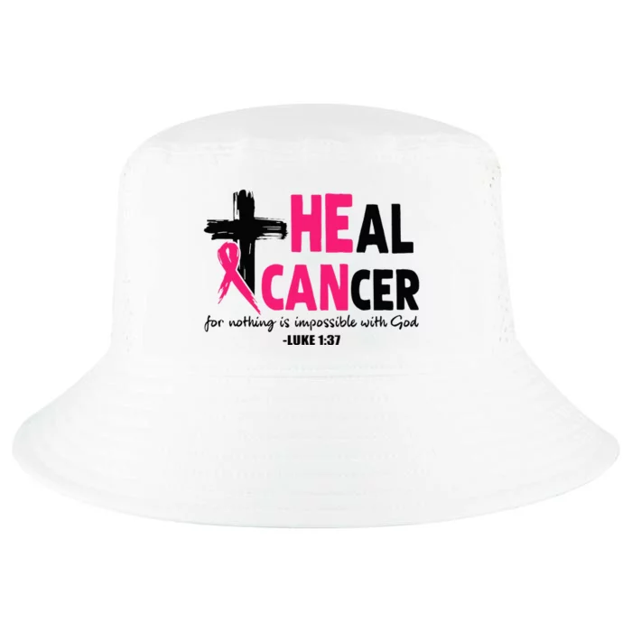 Heal Cancer Believe God Christian Breast Cancer Awareness Cool Comfort Performance Bucket Hat