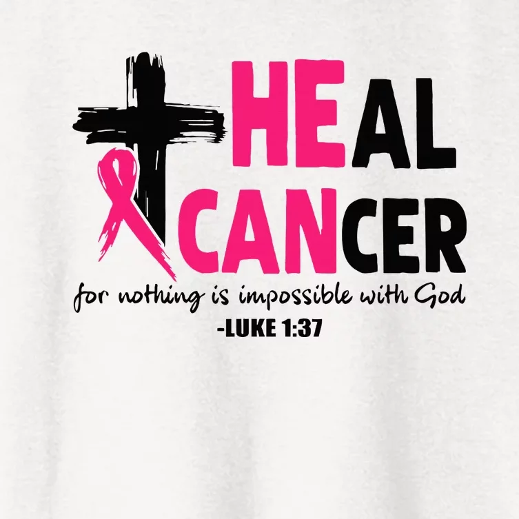 Heal Cancer Believe God Christian Breast Cancer Awareness Women's Crop Top Tee