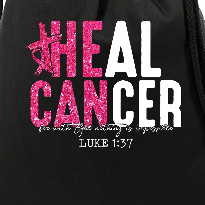 Heal Cancer Believe God Christian Breast Cancer Awareness Drawstring Bag