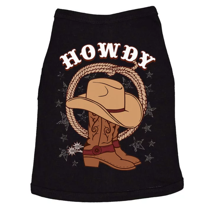 Howdy Cowboy Boots Hat Funny Rodeo Country Western Texas Doggie Tank