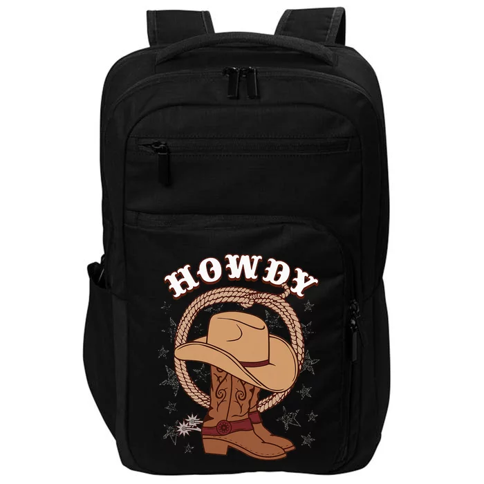 Howdy Cowboy Boots Hat Funny Rodeo Country Western Texas Impact Tech Backpack