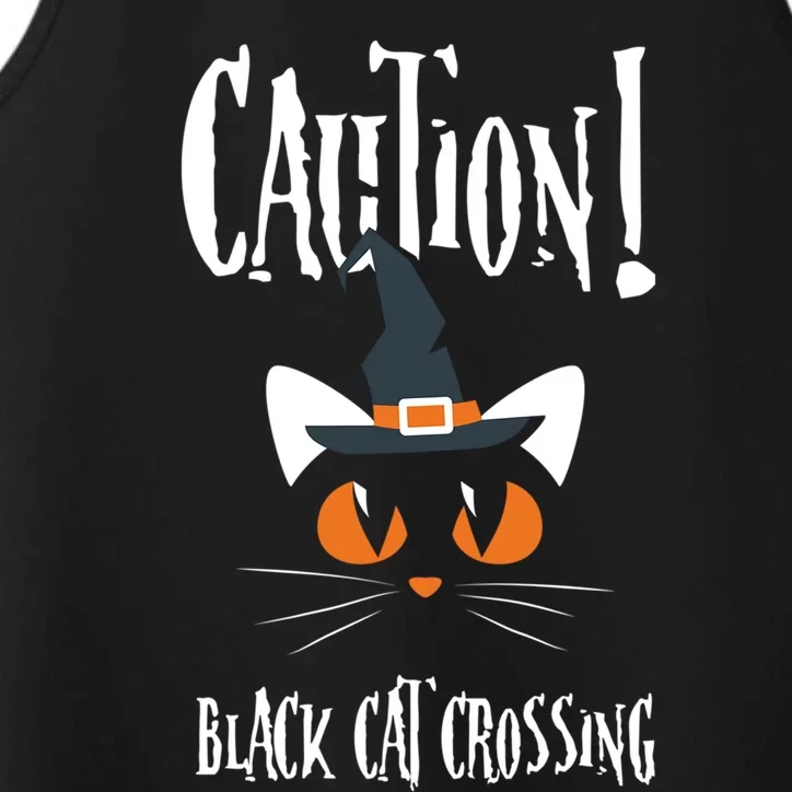 Halloween Caution Black Cat Crossing Classic Design Funny Gift Performance Tank