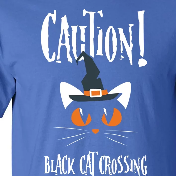 Halloween Caution Black Cat Crossing Classic Design Funny Gift Tall T-Shirt