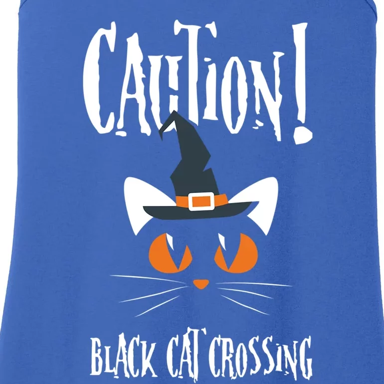 Halloween Caution Black Cat Crossing Classic Design Funny Gift Ladies Essential Tank