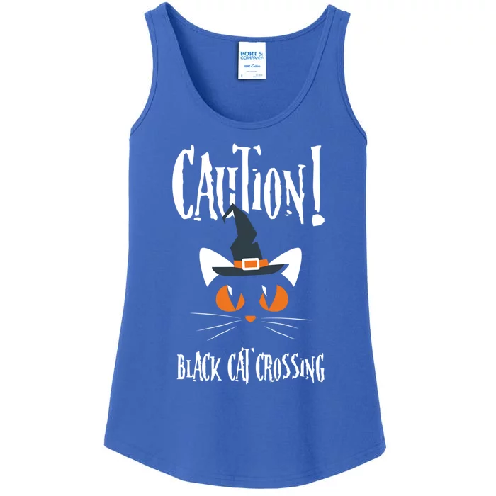 Halloween Caution Black Cat Crossing Classic Design Funny Gift Ladies Essential Tank