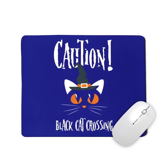 Halloween Caution Black Cat Crossing Classic Design Funny Gift Mousepad