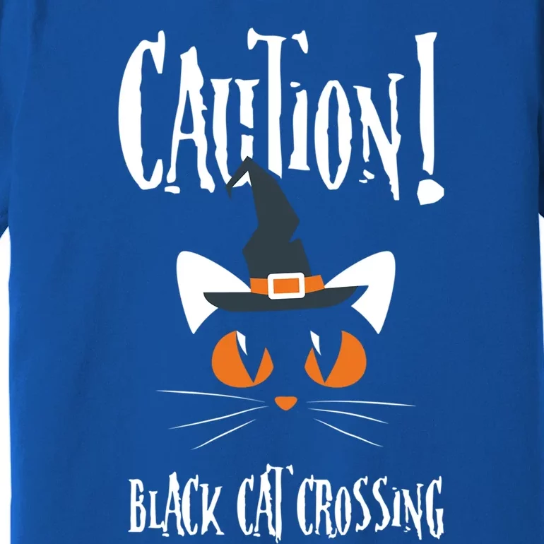 Halloween Caution Black Cat Crossing Classic Design Funny Gift Premium T-Shirt