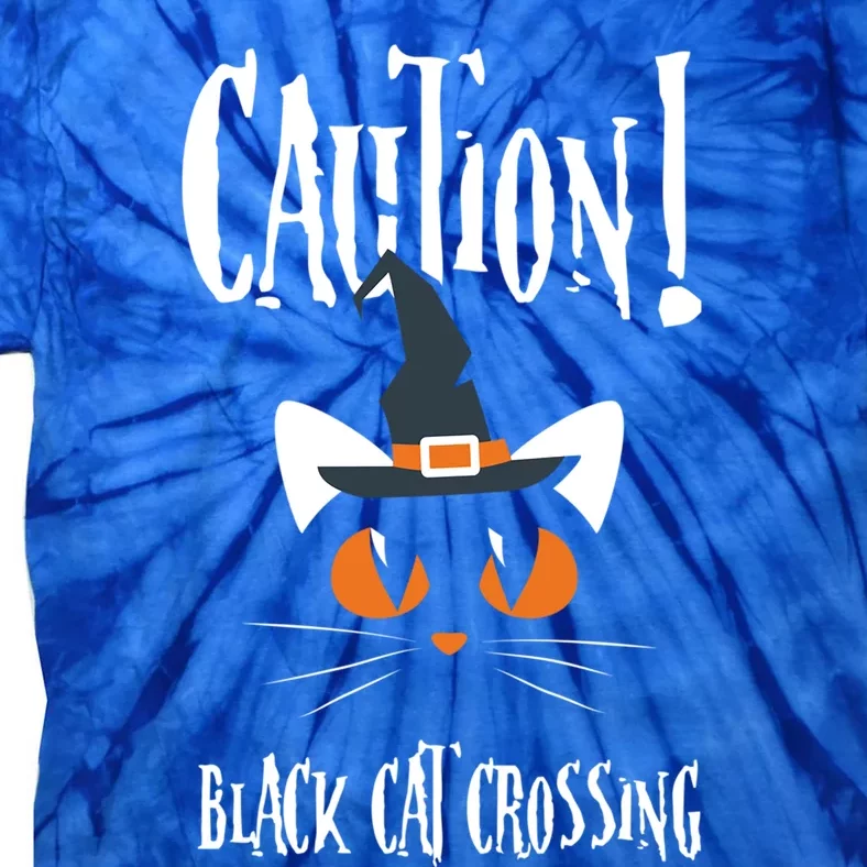 Halloween Caution Black Cat Crossing Classic Design Funny Gift Tie-Dye T-Shirt