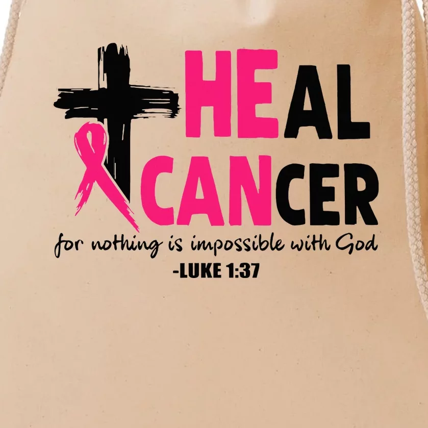 Heal Cancer Believe God Christian Breast Cancer Awareness Drawstring Bag