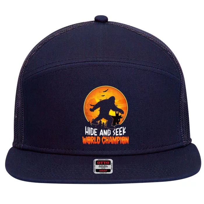 Halloween Costume Bigfoot Hide And Seek World Champion 7 Panel Mesh Trucker Snapback Hat