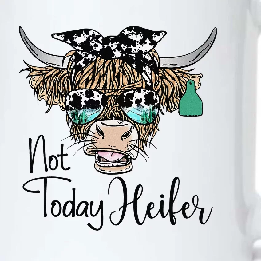 Highland Cow Bandana Cowhide Not Today Heifer Western Animal Black Color Changing Mug