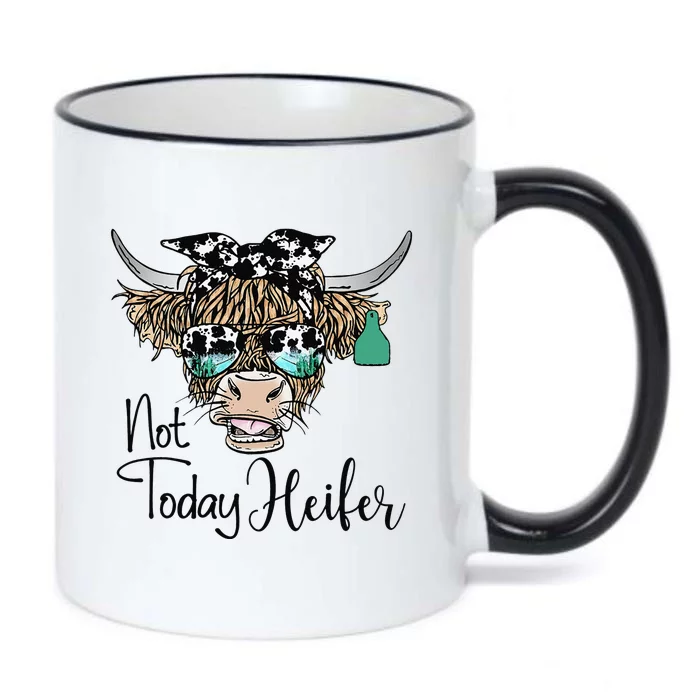 Highland Cow Bandana Cowhide Not Today Heifer Western Animal Black Color Changing Mug