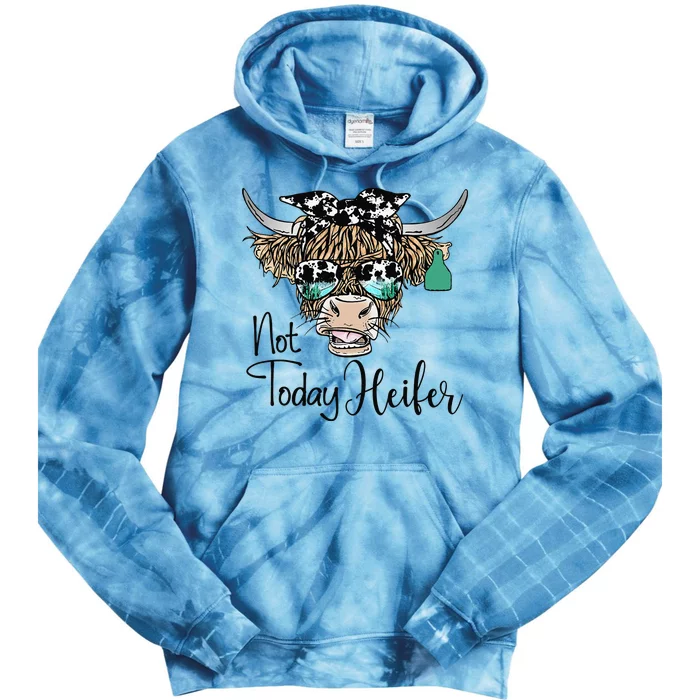 Highland Cow Bandana Cowhide Not Today Heifer Western Animal Tie Dye Hoodie