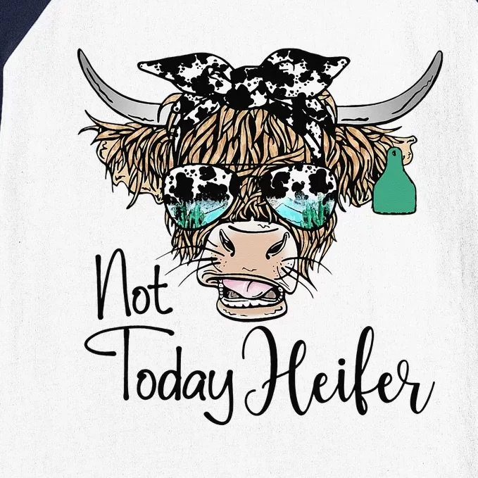 Highland Cow Bandana Cowhide Not Today Heifer Western Animal Baseball Sleeve Shirt