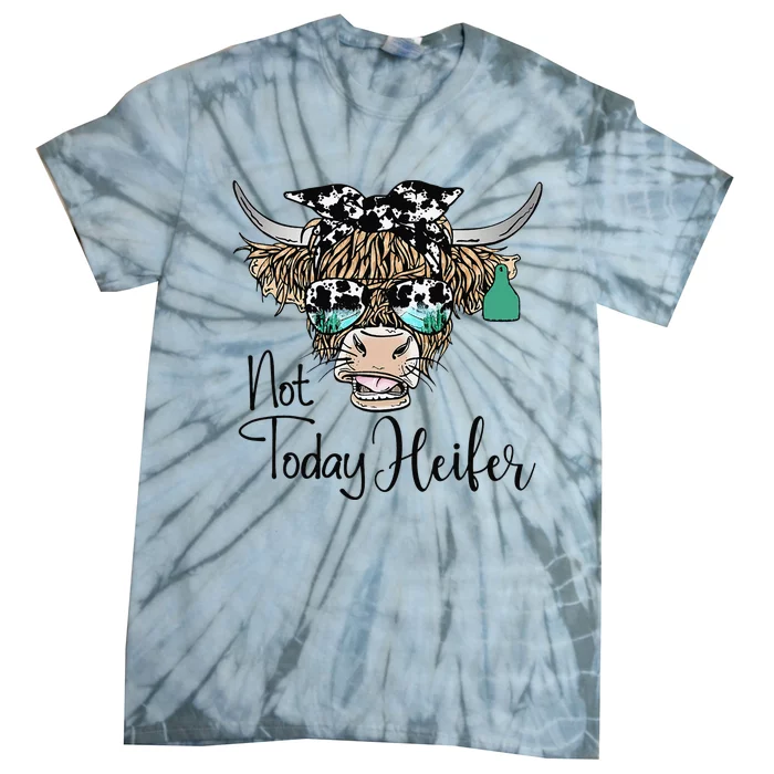 Highland Cow Bandana Cowhide Not Today Heifer Western Animal Tie-Dye T-Shirt