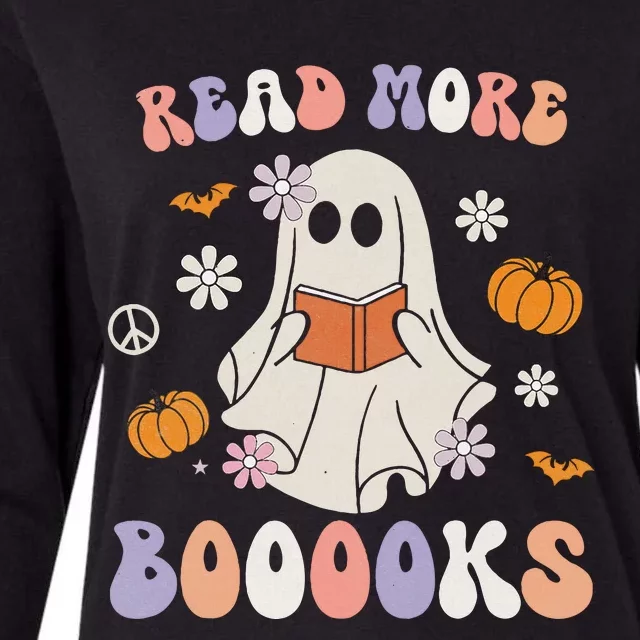 Halloween Cute Boo Read A Book Teacher's Day Womens Cotton Relaxed Long Sleeve T-Shirt