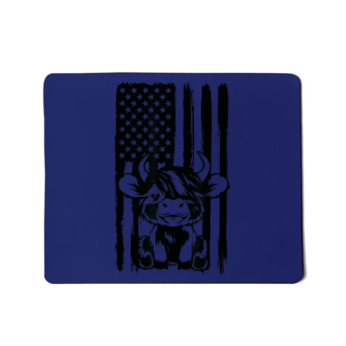 Highland Cow Baby American Flag USA Patriot Mousepad