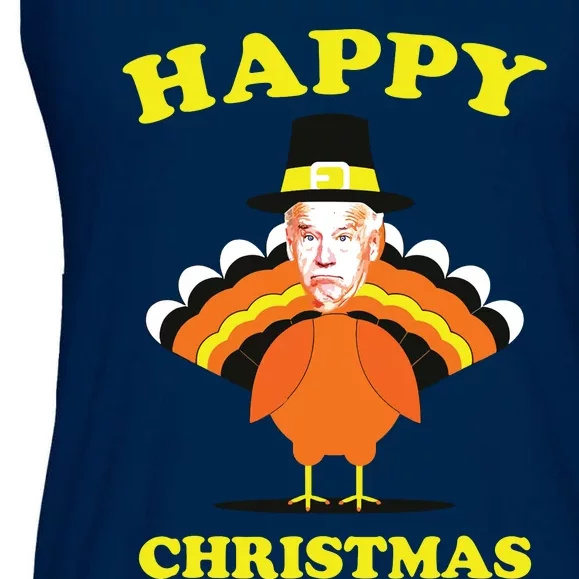 Happy Christmas Biden Funny Thanksgiving Turkey Ladies Essential Flowy Tank