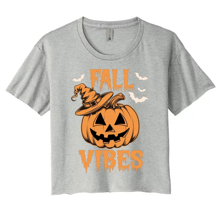 Halloween Coquette Bow Pumpkin Fall Vibes Spooky Mama Great Gift Women's Crop Top Tee