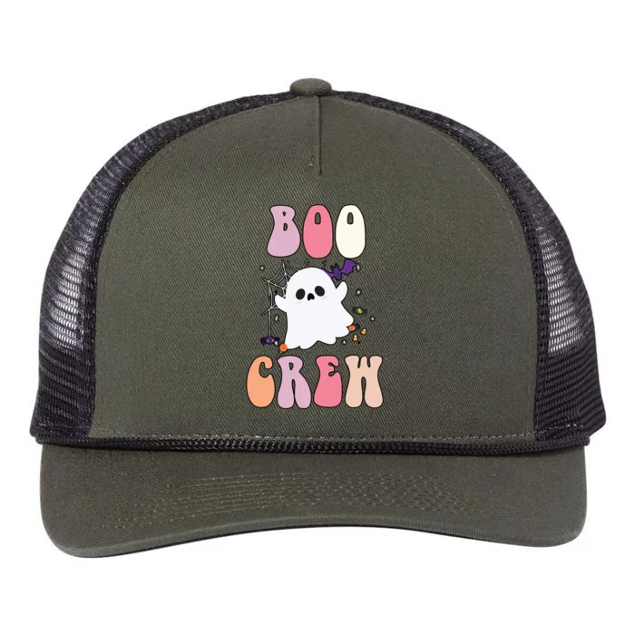 Halloween Costume Boo Crew Groovy Cute Ghost Cool Gift Retro Rope Trucker Hat Cap