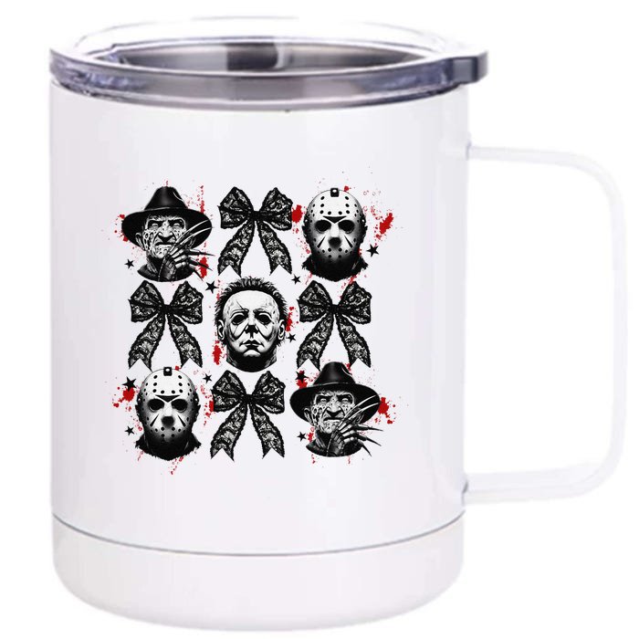 Halloween Coquette Bow Horror Characters Bow Spooky Season 12 oz Stainless Steel Tumbler Cup