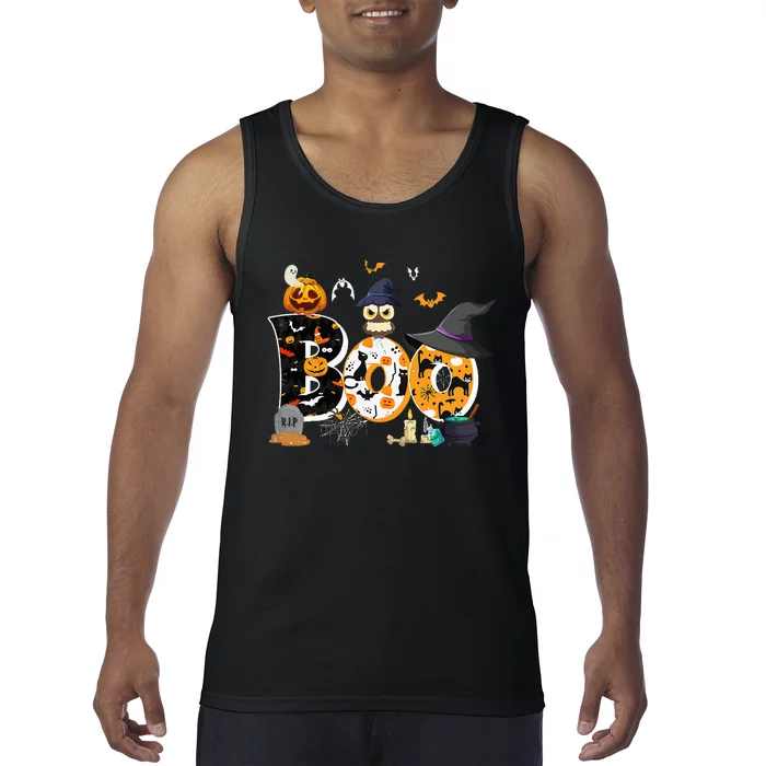 Halloween Costume Boo Owl Witch Hat Spider Pumpkin Tank Top