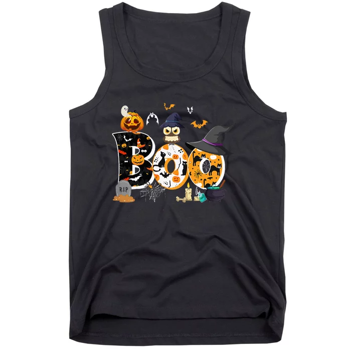 Halloween Costume Boo Owl Witch Hat Spider Pumpkin Tank Top