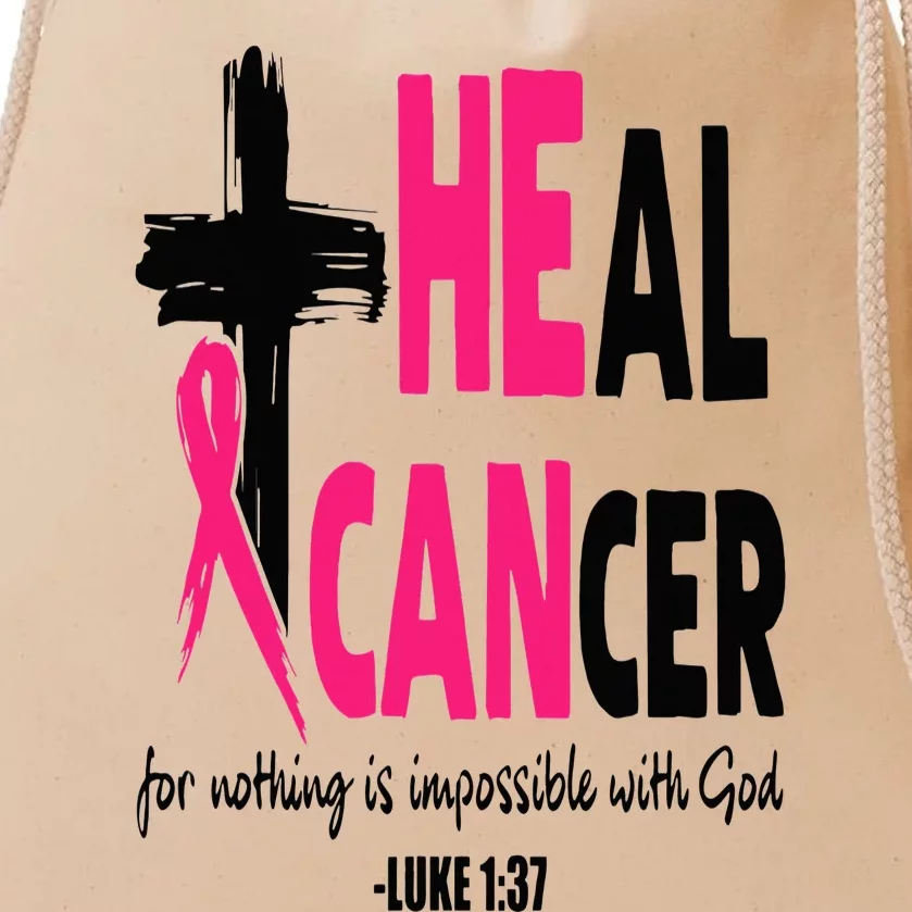 Heal Cancer Believe God Christian Breast Cancer Awareness Drawstring Bag