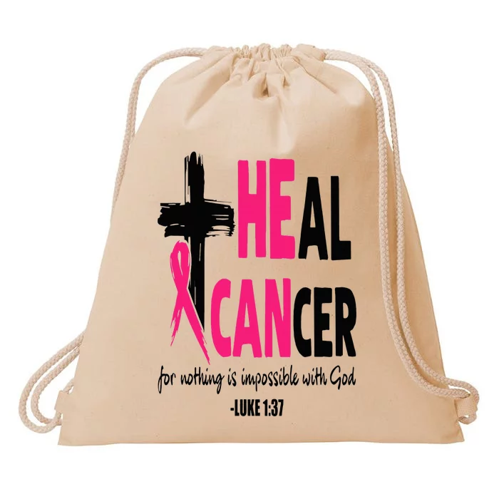 Heal Cancer Believe God Christian Breast Cancer Awareness Drawstring Bag