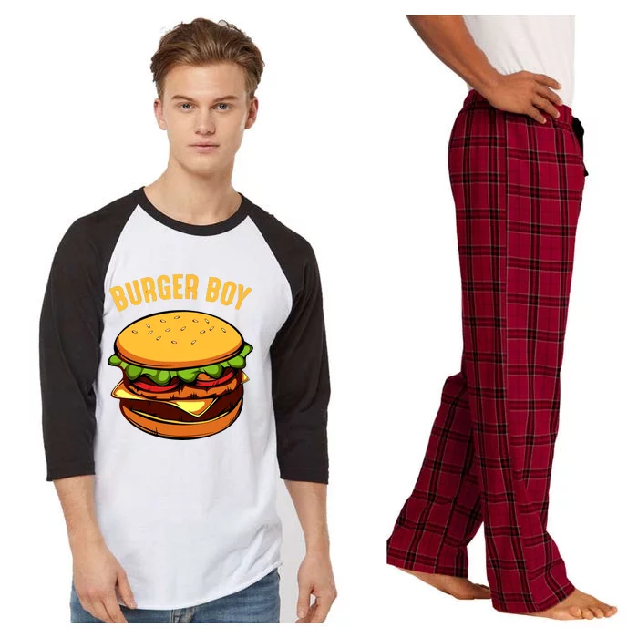 Hamburger Cheeseburger Burger Boy Funny Fast Food Lover Raglan Sleeve Pajama Set