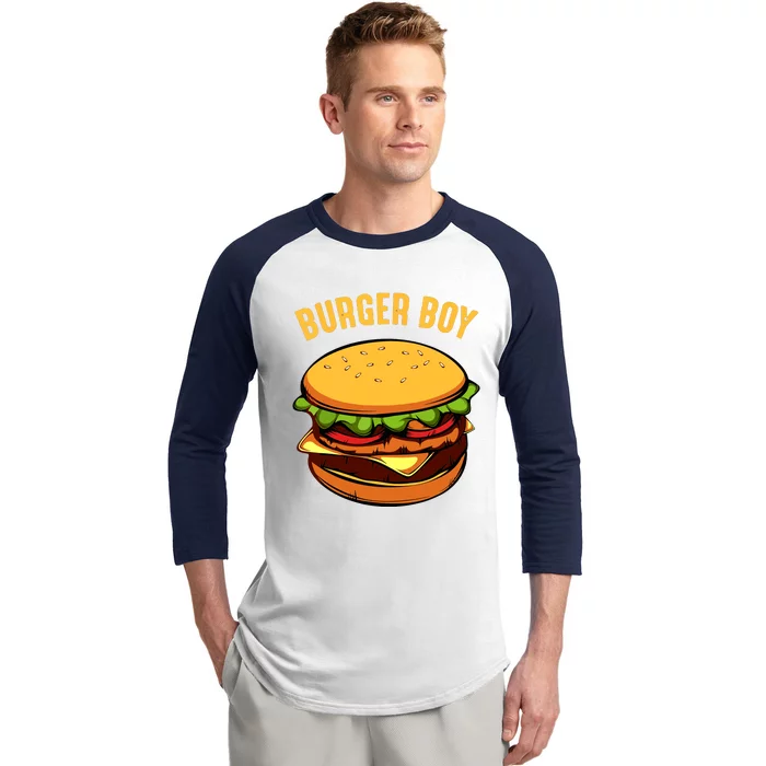 Hamburger Cheeseburger Burger Boy Funny Fast Food Lover Baseball Sleeve Shirt