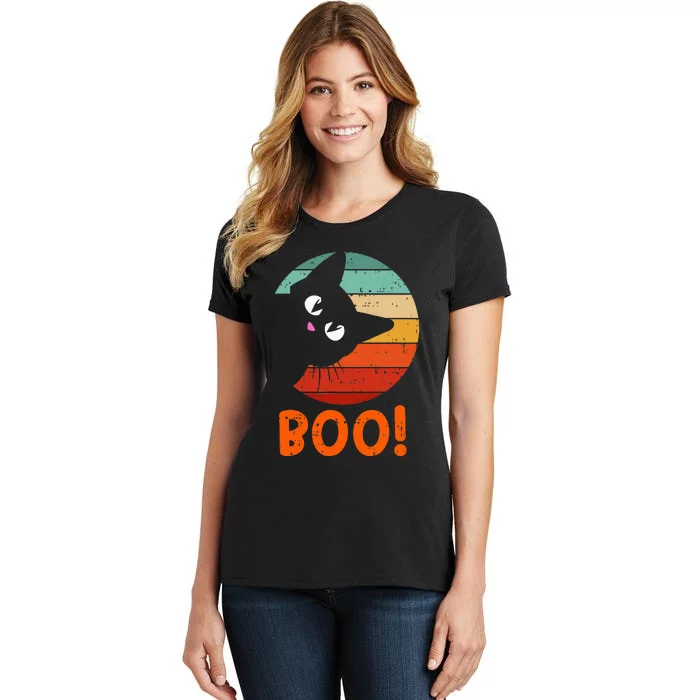 Halloween Cat Boo Cute Black Cat Costume Lover Women's T-Shirt