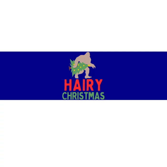 Hairy Christmas Big Foot Sasquatch Holding Tree Gift Bumper Sticker