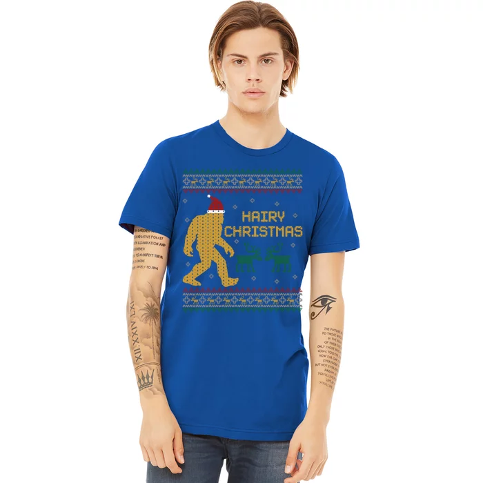 Hairy Christmas Bigfoot Santa Claus Ugly Christmas Sweater Gift Premium T-Shirt