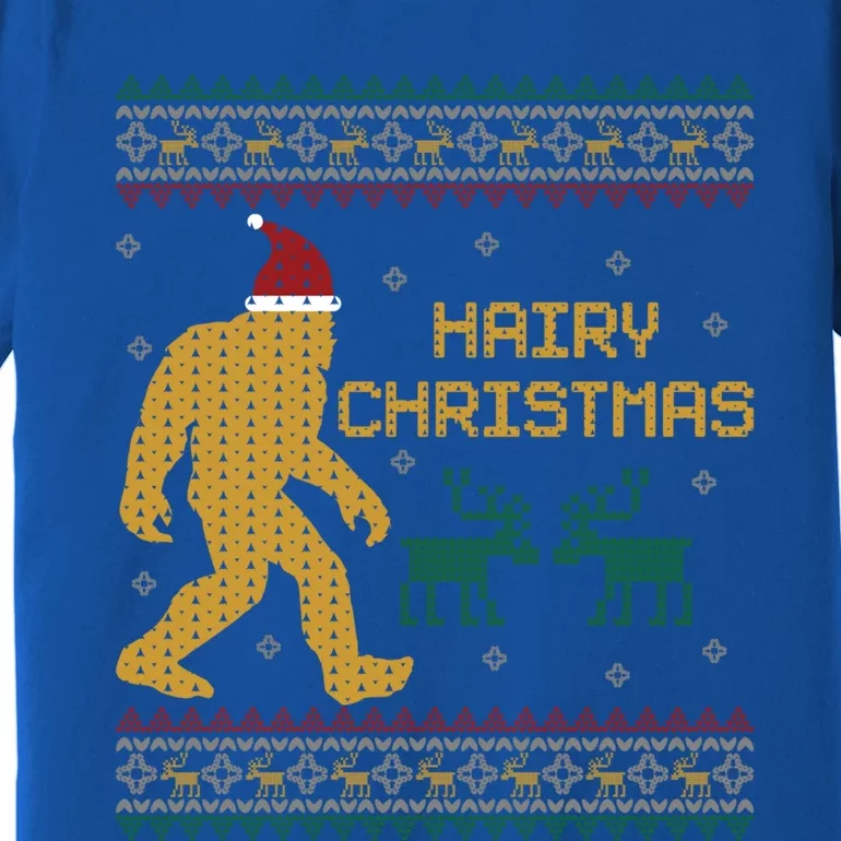 Hairy Christmas Bigfoot Santa Claus Ugly Christmas Sweater Gift Premium T-Shirt