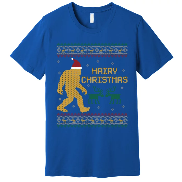 Hairy Christmas Bigfoot Santa Claus Ugly Christmas Sweater Gift Premium T-Shirt