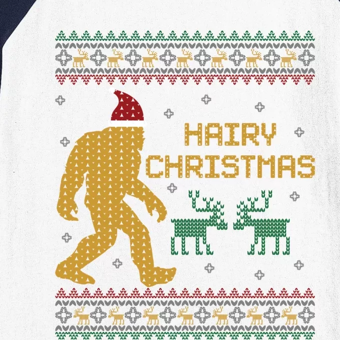 Hairy Christmas Bigfoot Santa Claus Ugly Christmas Sweater Gift Baseball Sleeve Shirt