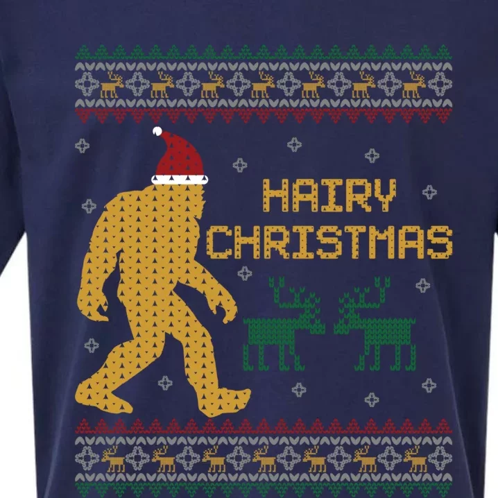 Hairy Christmas Bigfoot Santa Claus Ugly Christmas Sweater Gift Sueded Cloud Jersey T-Shirt