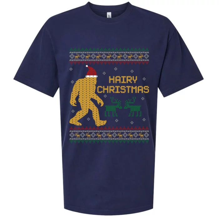 Hairy Christmas Bigfoot Santa Claus Ugly Christmas Sweater Gift Sueded Cloud Jersey T-Shirt