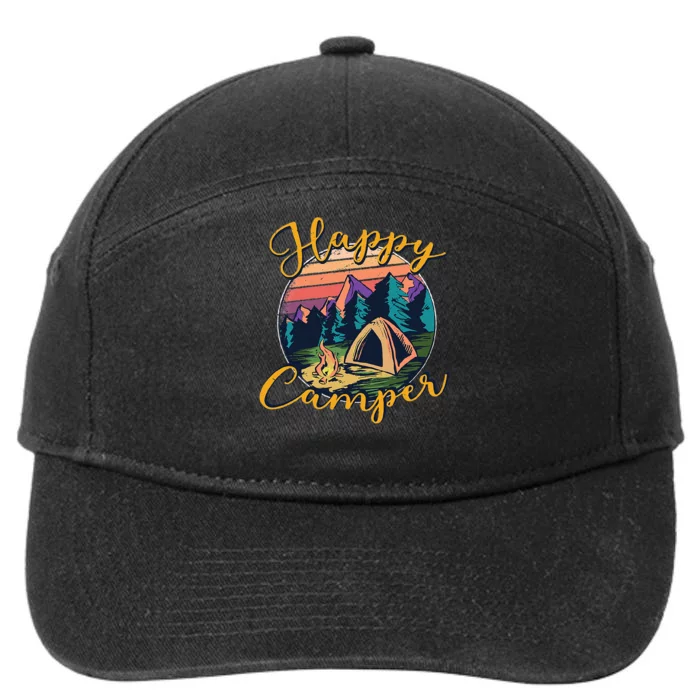 Happy Camper Birthday Party Gift Camping Fan 7-Panel Snapback Hat