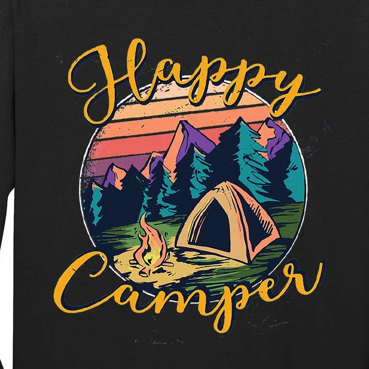 Happy Camper Birthday Party Gift Camping Fan Tall Long Sleeve T-Shirt