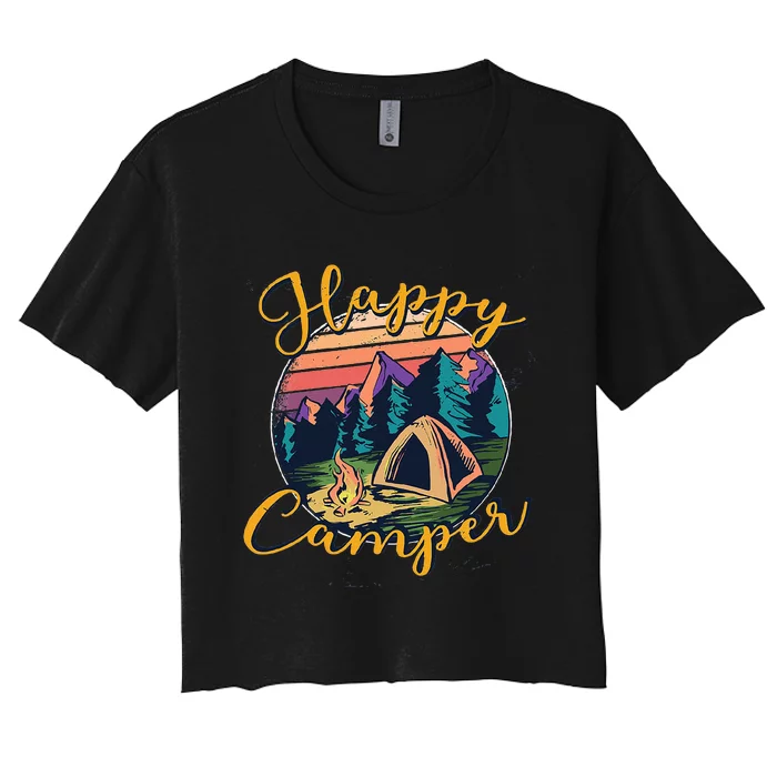 Happy Camper Birthday Party Gift Camping Fan Women's Crop Top Tee