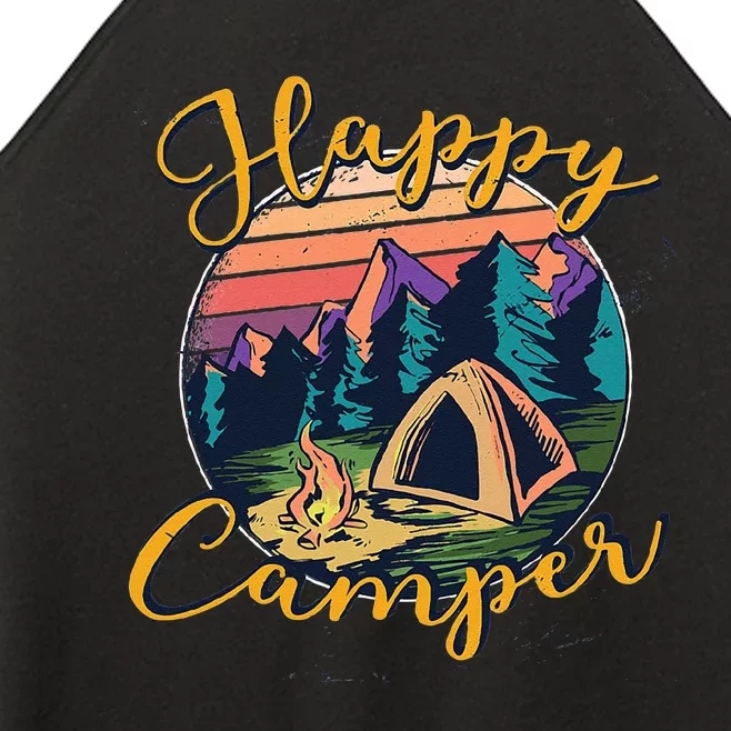 Happy Camper Birthday Party Gift Camping Fan Women’s Perfect Tri Rocker Tank