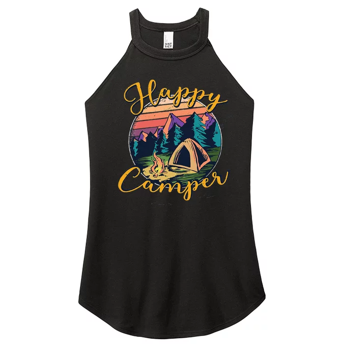 Happy Camper Birthday Party Gift Camping Fan Women’s Perfect Tri Rocker Tank