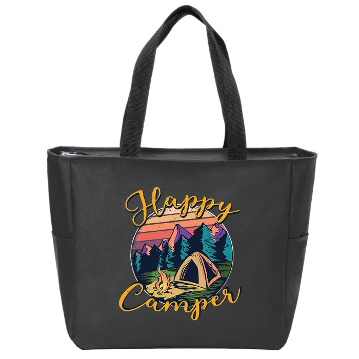 Happy Camper Birthday Party Gift Camping Fan Zip Tote Bag