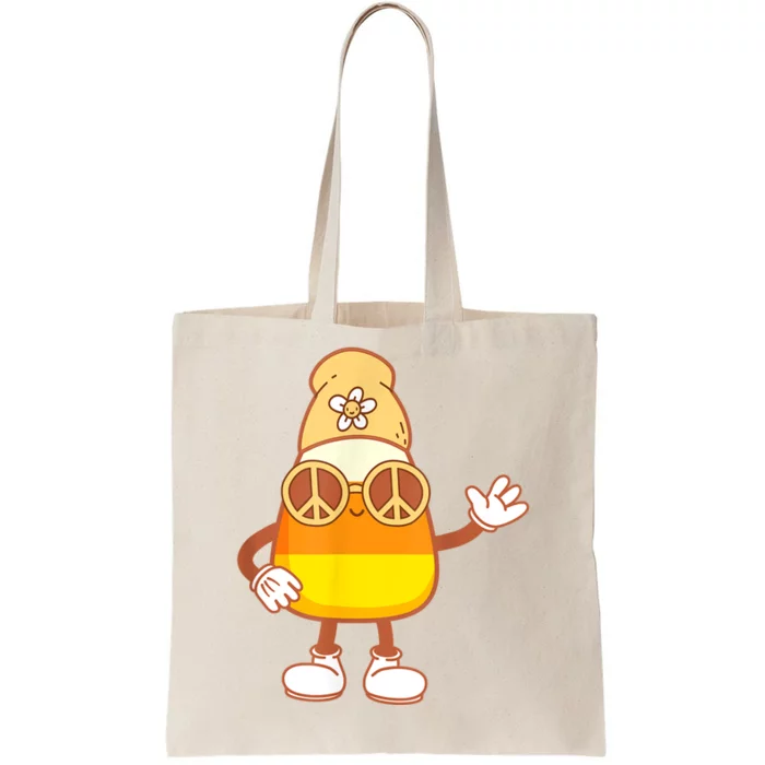 Halloween Candy Corn Squad Team Retro Groovy Candy Corn Tote Bag