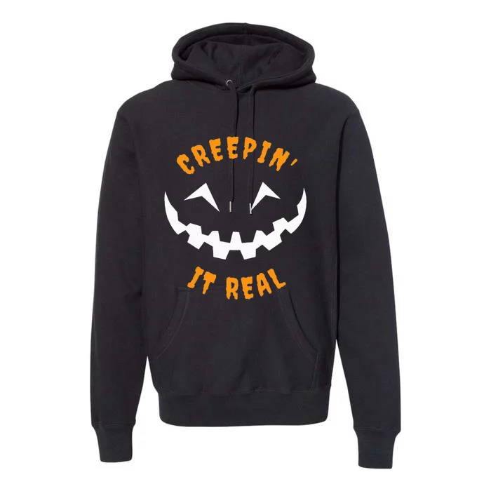 Halloween Costume Creepin’ it Real Pumpkin Funny Graphic Premium Hoodie