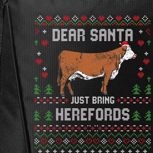 Hereford Cattle Cow Livestock Christmas Ugly Xmas Sweater City Backpack