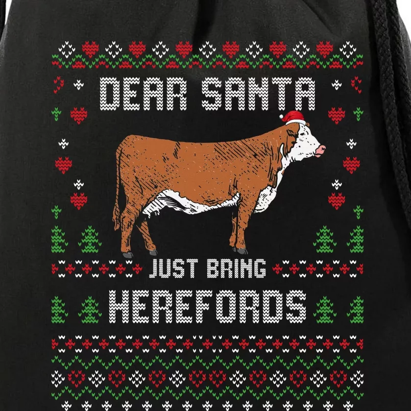 Hereford Cattle Cow Livestock Christmas Ugly Xmas Sweater Drawstring Bag