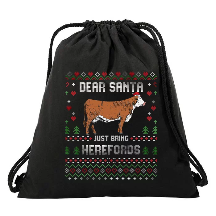 Hereford Cattle Cow Livestock Christmas Ugly Xmas Sweater Drawstring Bag